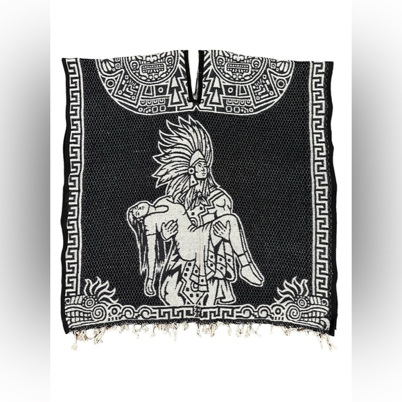 Unisex Mexican Poncho Aztec Warrior - Picture 5 of 7
